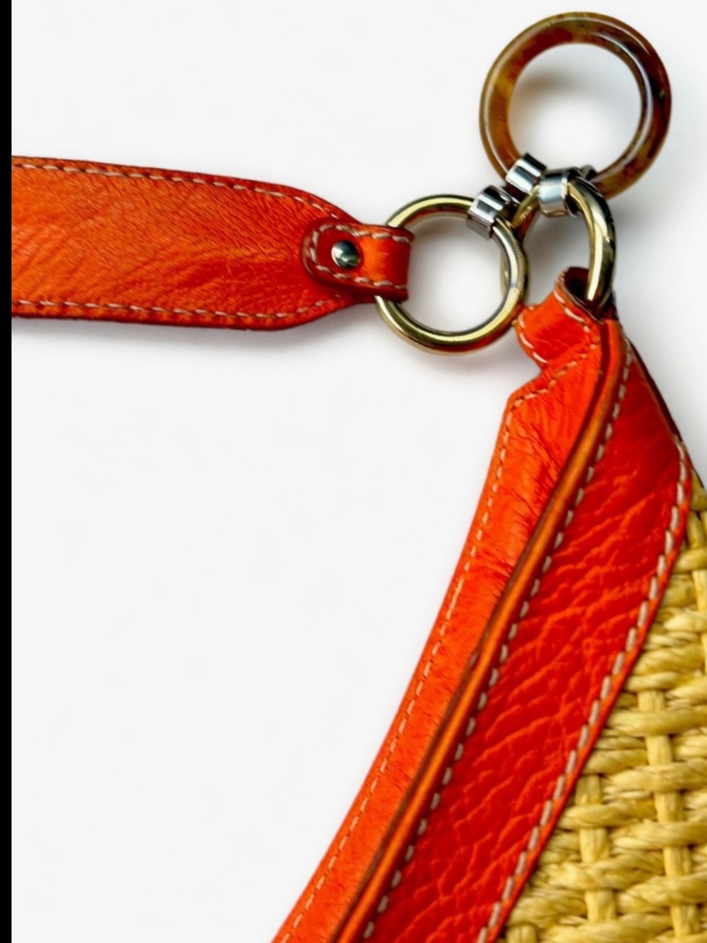 Dolce & Gabbana Straw Hobo with Orange Leather Trim - Picture 7 of 13
